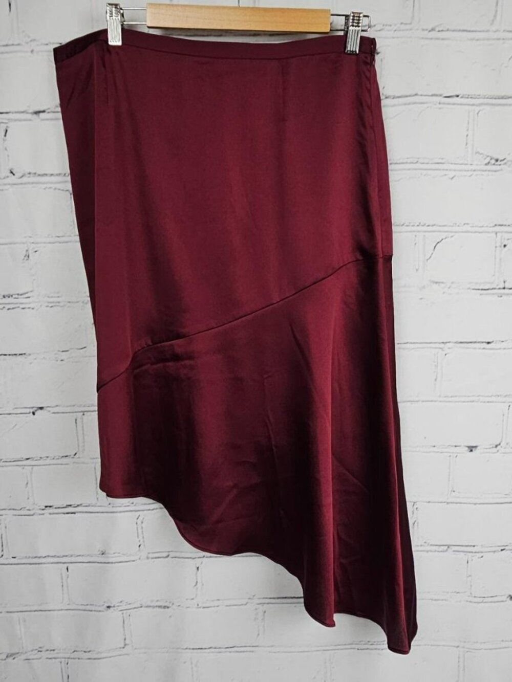 Banana Republic x Olivia Palermo Asymmetrical Burgundy Skirt Womens 14 Y2K Fall